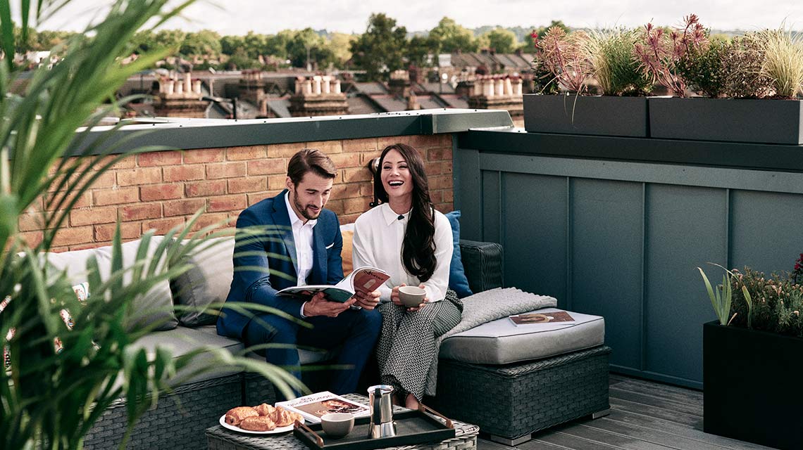 Roof terrace at Kings Holt Terrace